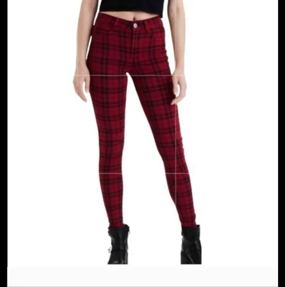 AMERICAN EAGLE High Rise Plaid Jeggings - Size 4 - Picture 2 of 9